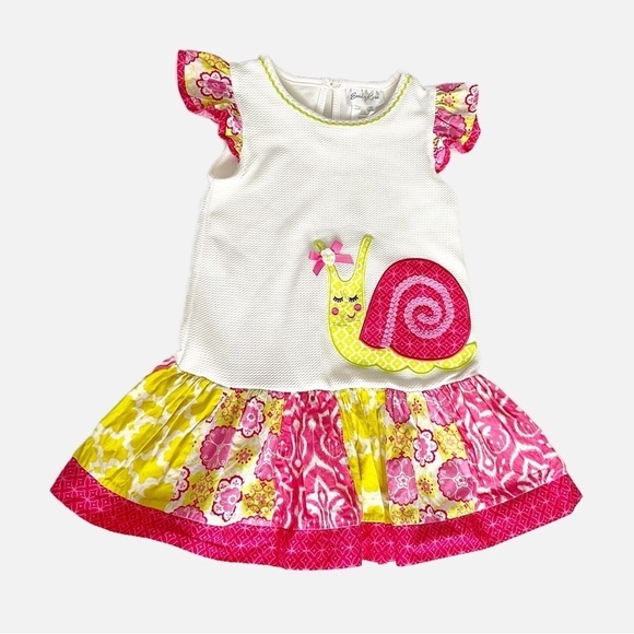 EMILY ROSE Green Snail White Girl’s Blouse Top - Size 7 - Picture 1 of 10